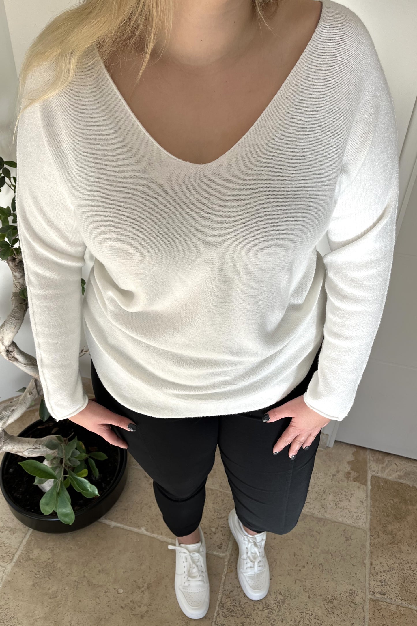 Pull sans couture blanc *